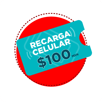 Recarga celular $100 MXN